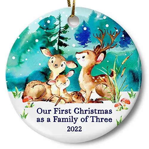 Our First Christmas as a Family of Three 2022 Christmas Tree Ornament Woodland Deer Winter Holiday Keepsake Gift
Our First Christmas as a Family of Three 2022 Christmas Tree Ornament Woodland Deer Winter Holiday Keepsake Gift