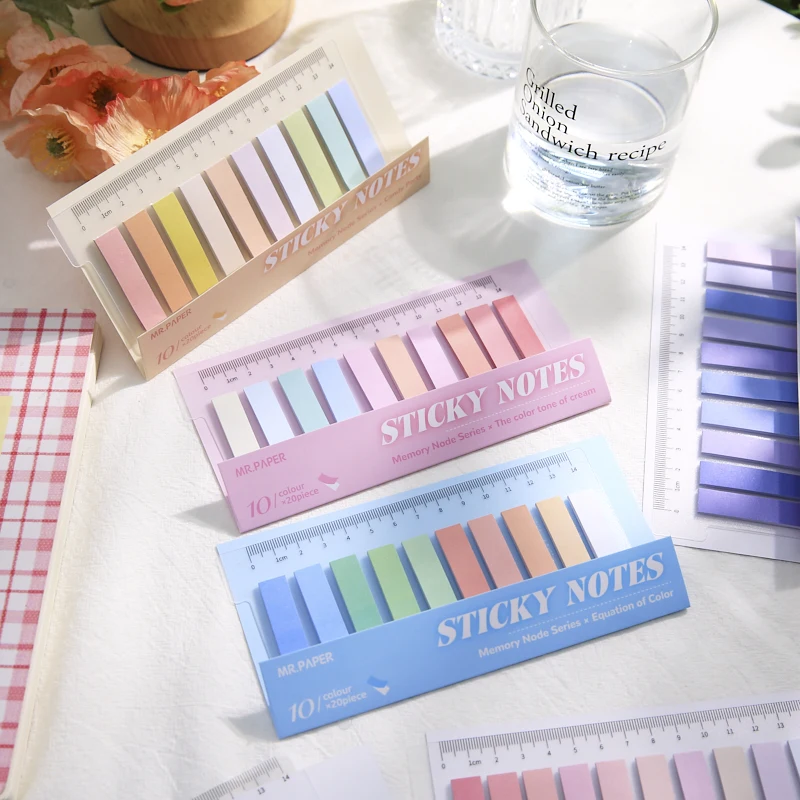 

200pcs Newest Watercolor ruler Gradient Color Index Notebook for Sticky Note Bookmark School Office Stationery Supplies