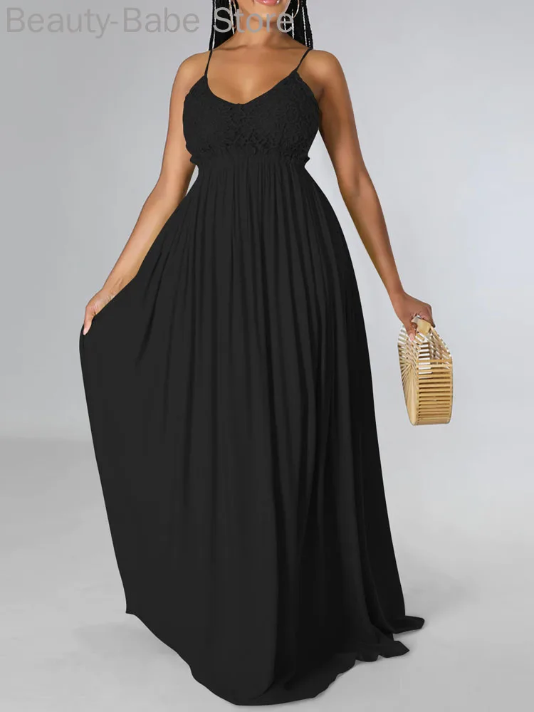 Женское платье макси на тонких бретельках с V-образным вырезом без рукавов с открытой спиной
Женское платье макси на тонких бретельках с V-образным вырезом без рукавов с открытой спиной