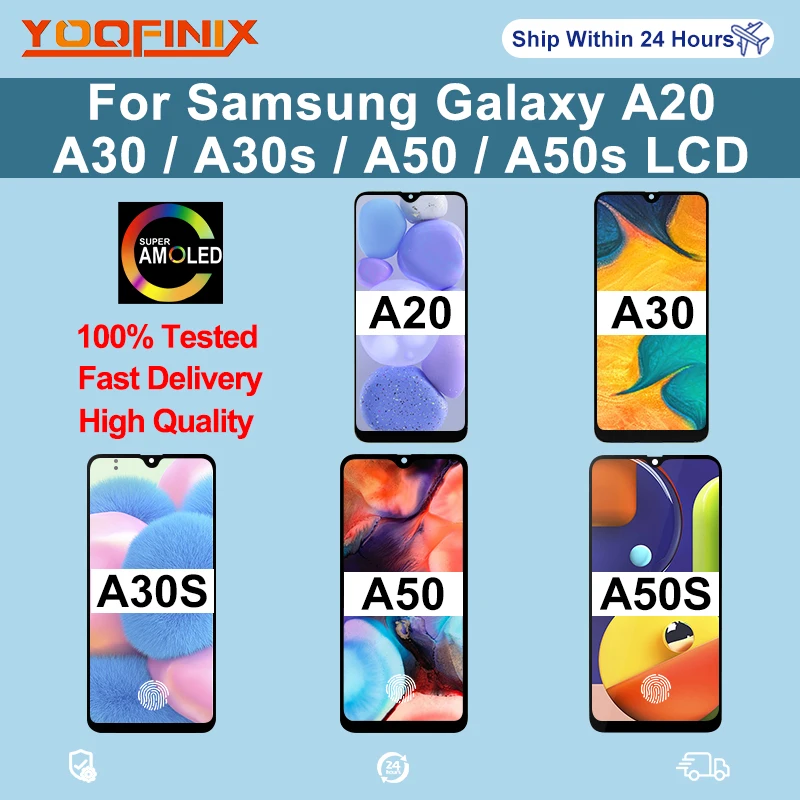 AMOLED дисплей для Samsung Galaxy A20 LCD A30 A50 A50S A30S сенсорный экран дигитайзер A205F A305F A307F A505F