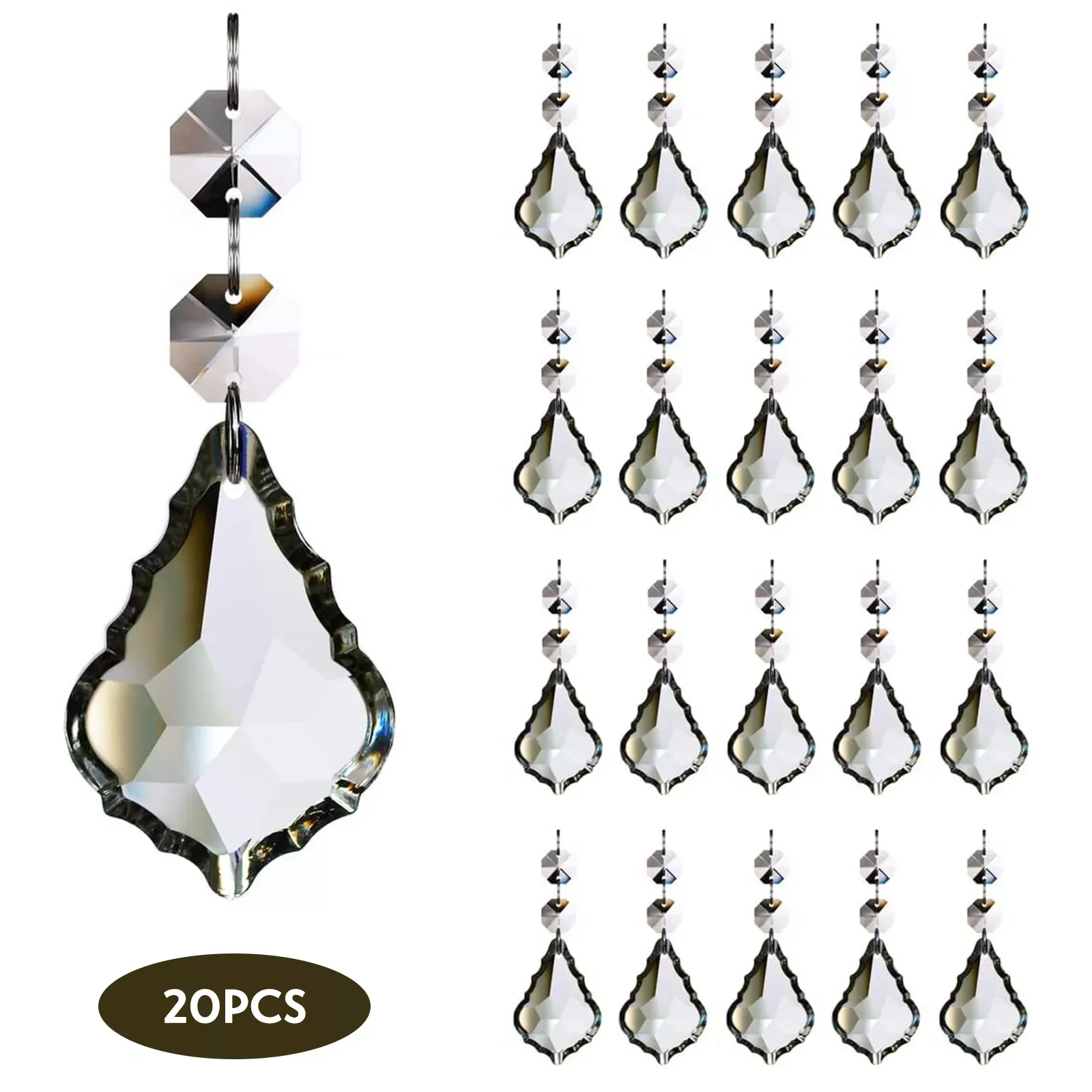 20pcs Crystal Chandelier Maple Leaf Prism Pendant Parts, 50mm Hanging Crystals Beads for Chandelier Wedding Decoration
20pcs Crystal Chandelier Maple Leaf Prism Pendant Parts, 50mm Hanging Crystals Beads for Chandelier Wedding Decoration