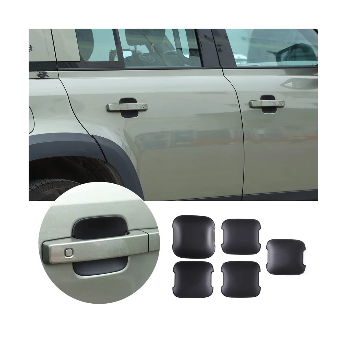 For Land Rover Defender 110 2020-2023 Car Outer Door Handles Cover Side Door Bowl Cap Trim Accessories ,5PCS Matte Black
For Land Rover Defender 110 2020-2023 Car Outer Door Handles Cover Side Door Bowl Cap Trim Accessories ,5PCS Matte Black