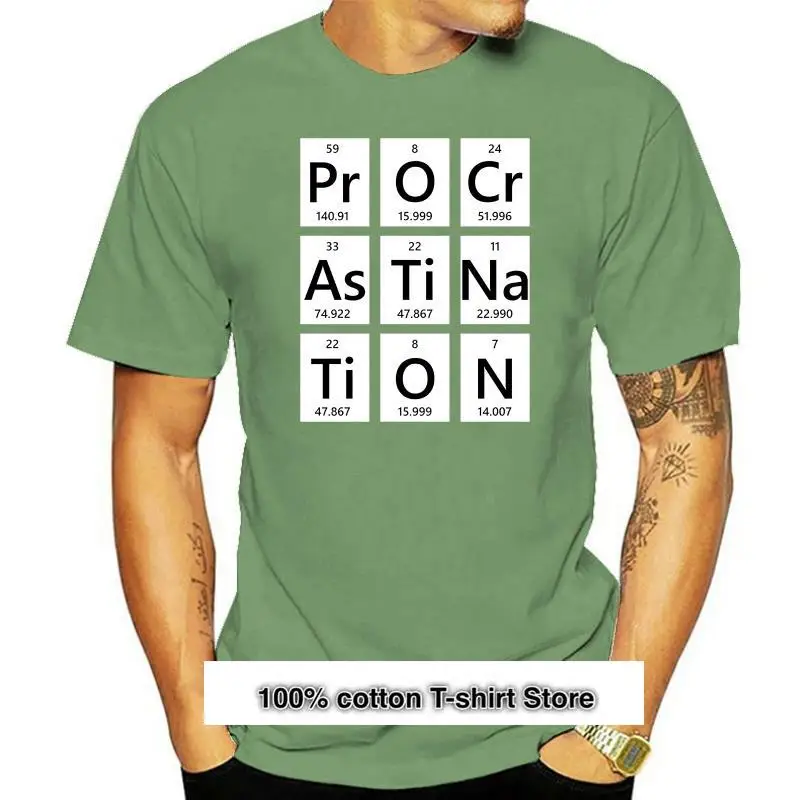 Camiseta informal de verano, camisa de Química, tabla de elementos de procrastinación, novedad de 2022
Camiseta informal de verano, camisa de Química, tabla de elementos de procrastinación, novedad de 2022