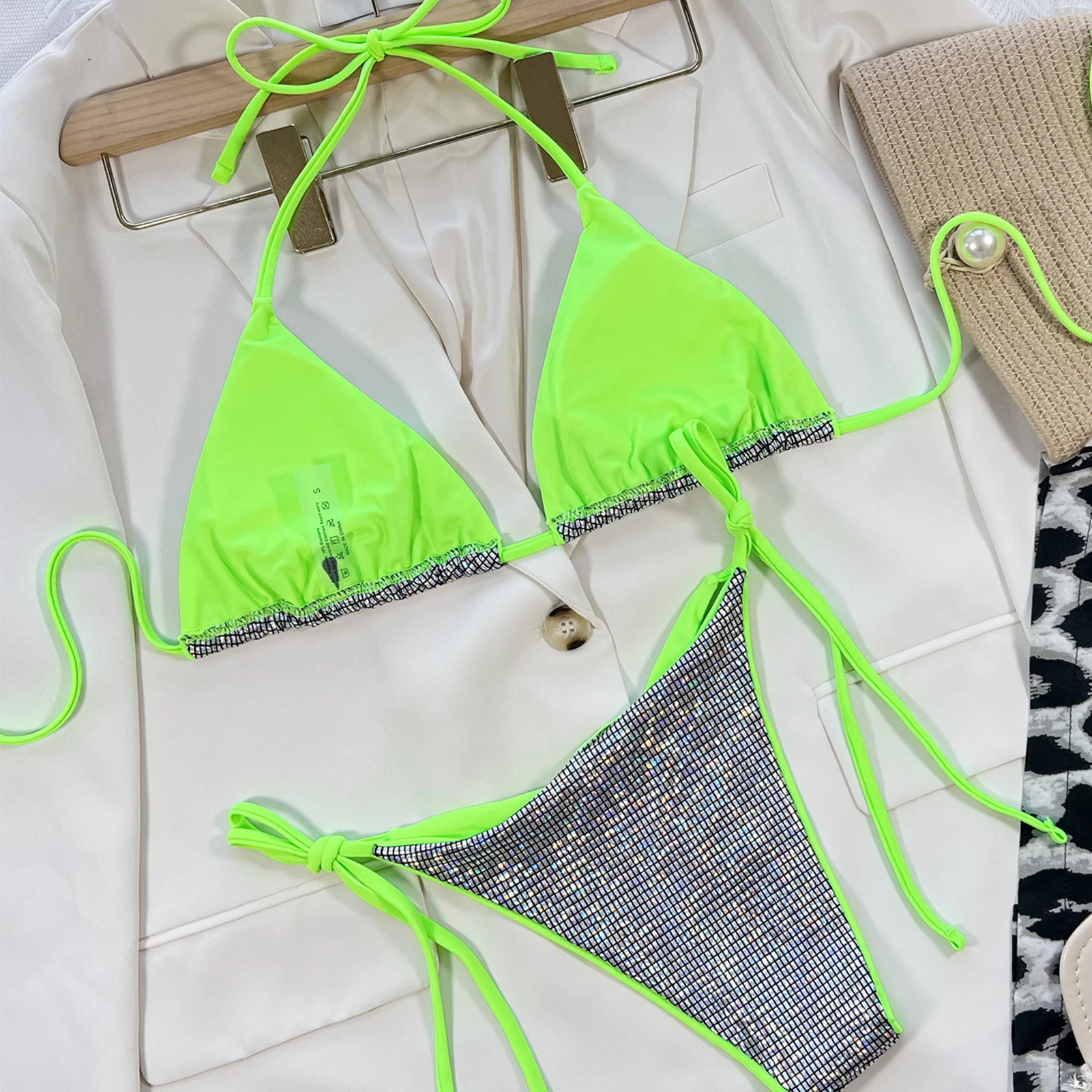 Sexy Handmade Glitter Bikini Silver Glitter Fiber Bikini Shinny Low Waist Strap Thongs Bikini B2Cshop
Sexy Handmade Glitter Bikini Silver Glitter Fiber Bikini Shinny Low Waist Strap Thongs Bikini B2Cshop