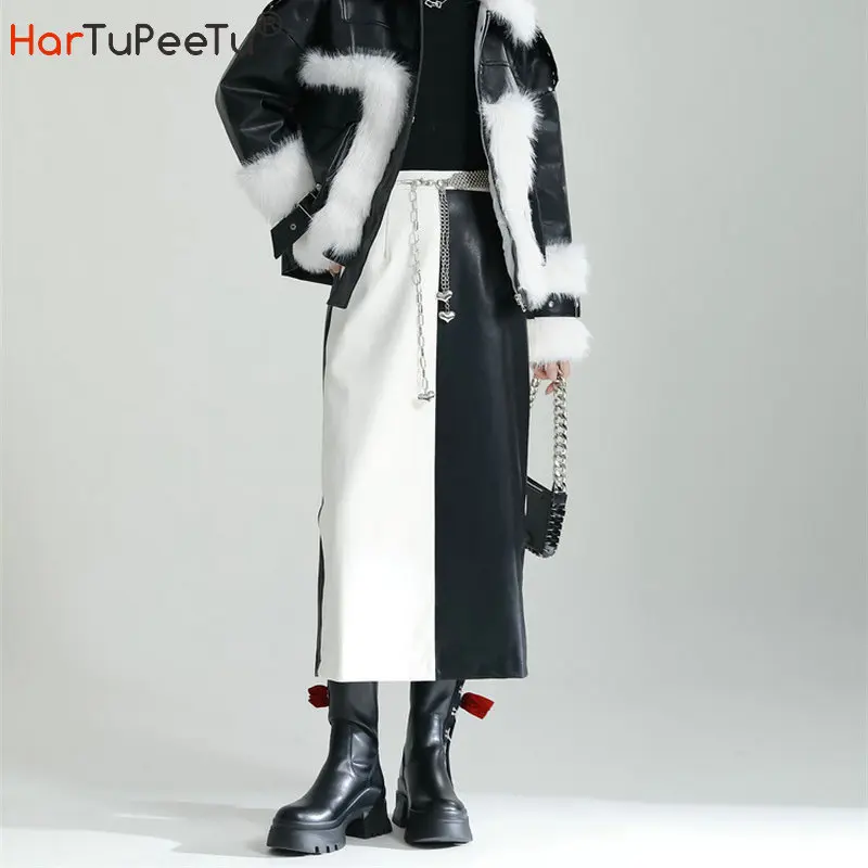 Winter Leather Skirt Women 2023 Long Vestido Mujer Midi Calf Elastic High Waist Back Split Classic Black White Zip PU Skirts
Winter Leather Skirt Women 2023 Long Vestido Mujer Midi Calf Elastic High Waist Back Split Classic Black White Zip PU Skirts