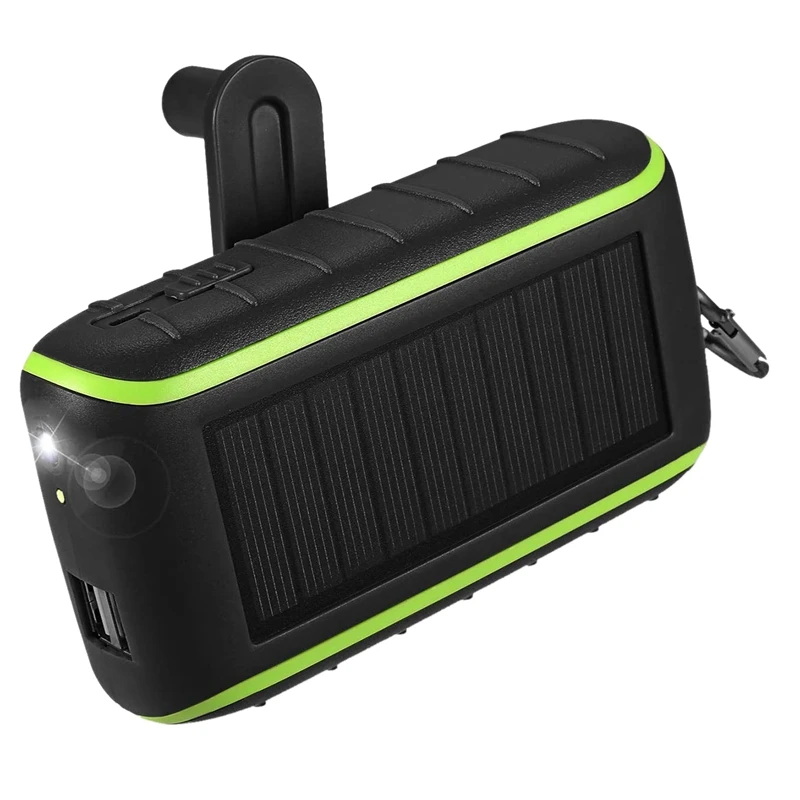 Top Solar Charger, 8000Mah Portable Hand Crank Phone Charger 2 USB Ports Solar Power Bank With LED Flashlight, Carabiner 
Top Solar Charger, 8000Mah Portable Hand Crank Phone Charger 2 USB Ports Solar Power Bank With LED Flashlight, Carabiner