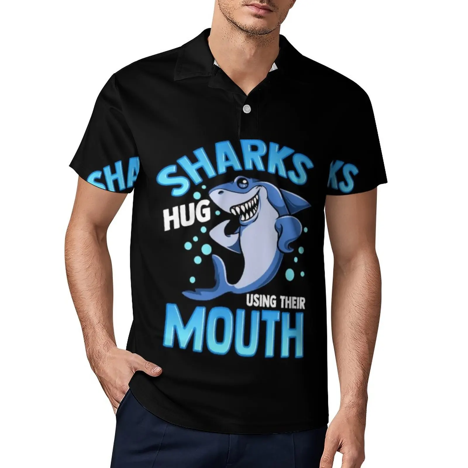 Cute Funny Shark Casual Polo Shirt Hug Using Their Mouth T-Shirts Short-Sleeve Shirt Daily Trending Oversize Polo-Shirts Gift
Cute Funny Shark Casual Polo Shirt Hug Using Their Mouth T-Shirts Short-Sleeve Shirt Daily Trending Oversize Polo-Shirts Gift