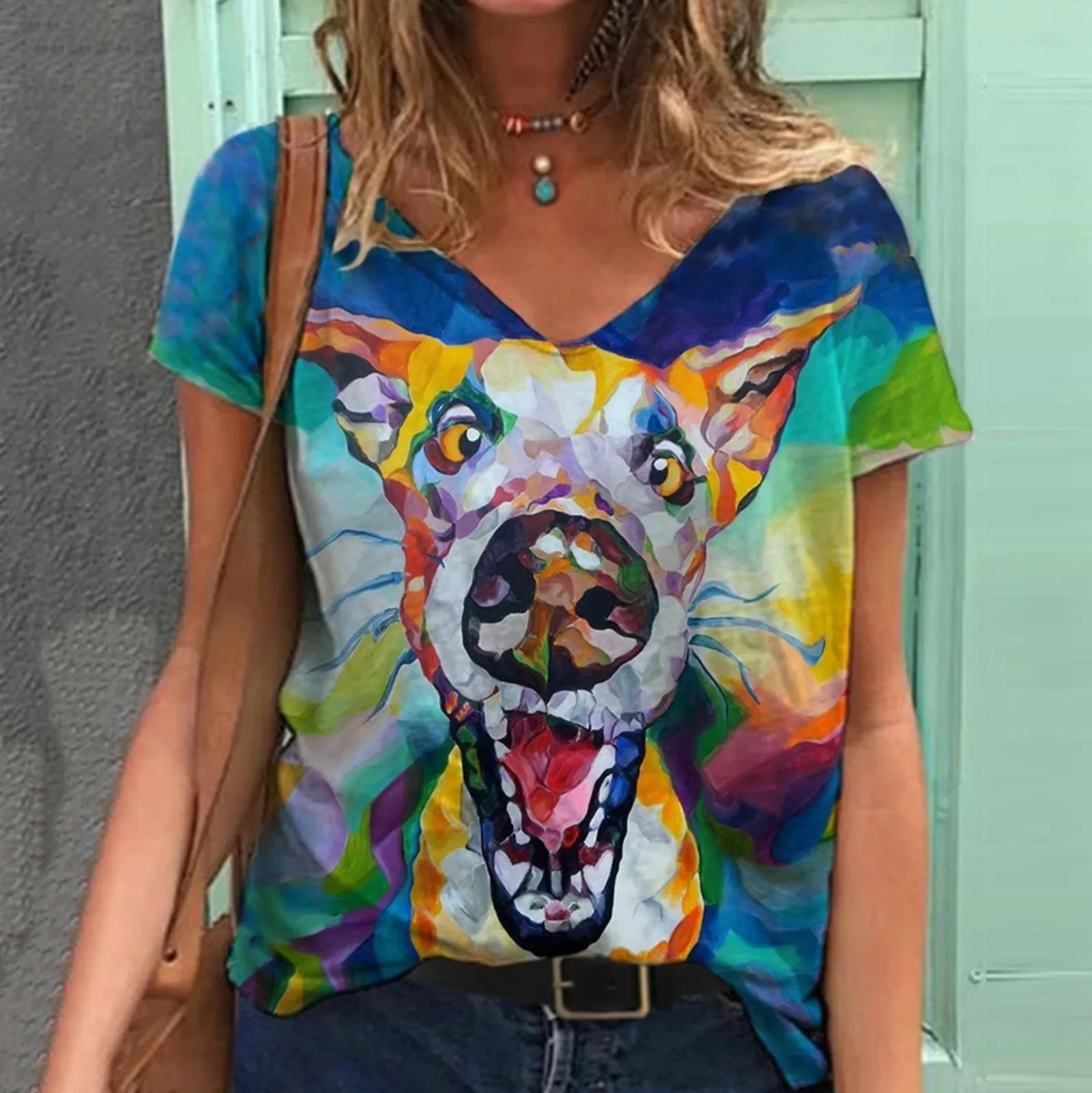 Blouse Tee Sleeve V-Neck Printed T-Shirt Women Size Short Tops Women's round T Shirt Women Ugly Sweater Dresses Women
Blouse Tee Sleeve V-Neck Printed T-Shirt Women Size Short Tops Women's round T Shirt Women Ugly Sweater Dresses Women