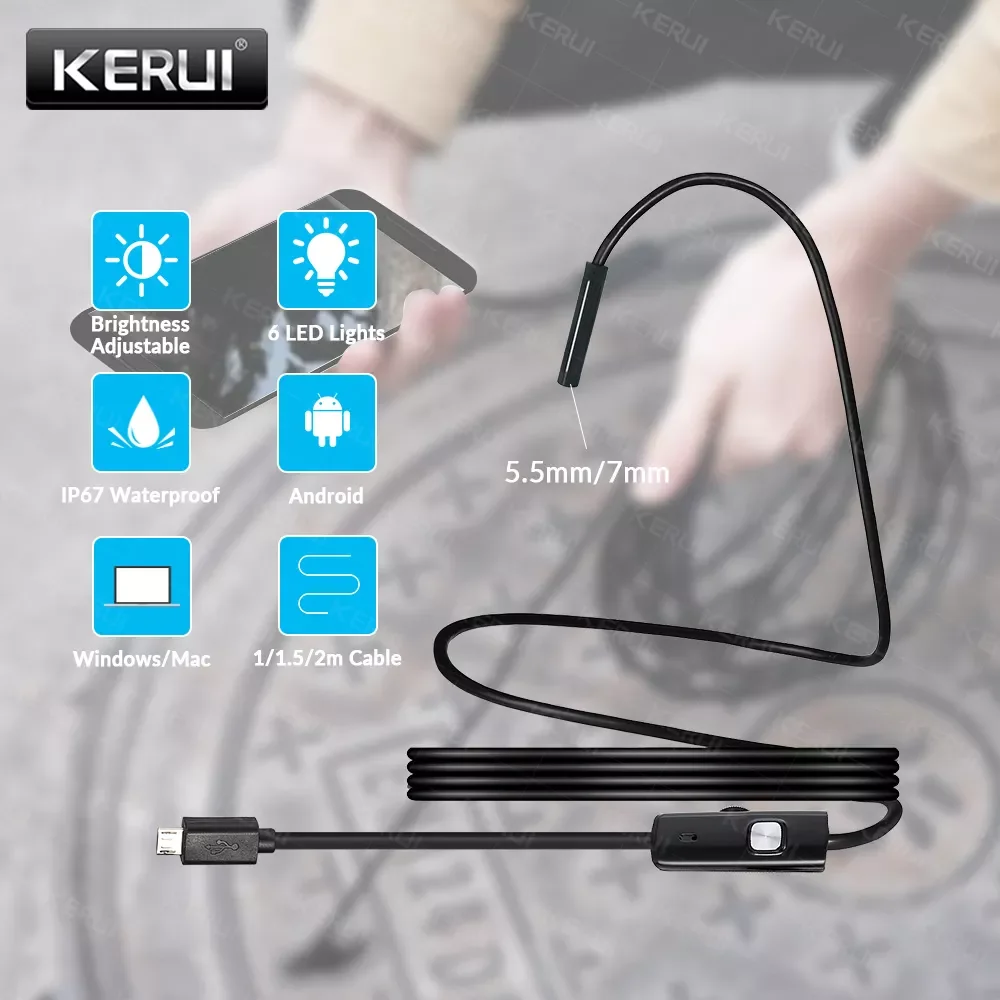 NEW2023 KERUI 7mm 5.5mm Soft Cable Endoscope Camera Waterproof Endoscope Inspection For Android Smart Phone PC Car Sewer 1/1.5/2
NEW2023 KERUI 7mm 5.5mm Soft Cable Endoscope Camera Waterproof Endoscope Inspection For Android Smart Phone PC Car Sewer 1/1.5/2