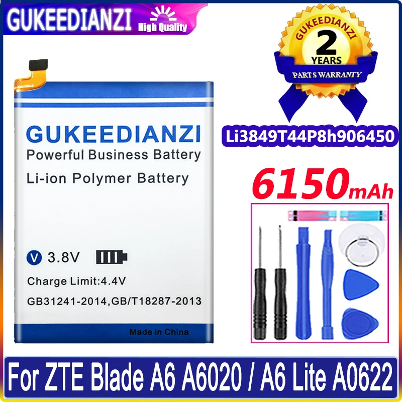 6150mAh Li3849T44P8h906450 Replacement Battery For ZTE Blade A6 A6020/A6 Lite A6Lite A0622 Mobile Phone Batteries + Free Tools
6150mAh Li3849T44P8h906450 Replacement Battery For ZTE Blade A6 A6020/A6 Lite A6Lite A0622 Mobile Phone Batteries + Free Tools