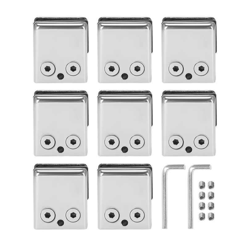 Glass Clamp 8-10mm 8PCS Stainless Steel 304 Glass Clamps Adjustable Glass Bracket Flat Back for Balustrade Staircase
Glass Clamp 8-10mm 8PCS Stainless Steel 304 Glass Clamps Adjustable Glass Bracket Flat Back for Balustrade Staircase