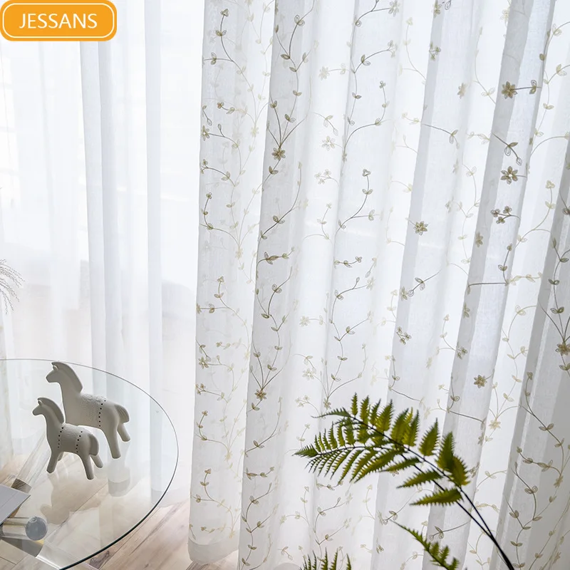Pastoral Leaf Curtains for Living Room Bedroom Embroidered Embroidered Window Screen Curtain Custom Finished Partition Curtain
Pastoral Leaf Curtains for Living Room Bedroom Embroidered Embroidered Window Screen Curtain Custom Finished Partition Curtain