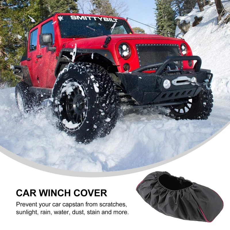 

New Winch Cover 600D Oxford Waterproof Winch Dust Capstan Protective Cover for 8000-17500lbs Car Trailer SUV Vehicle Supplies