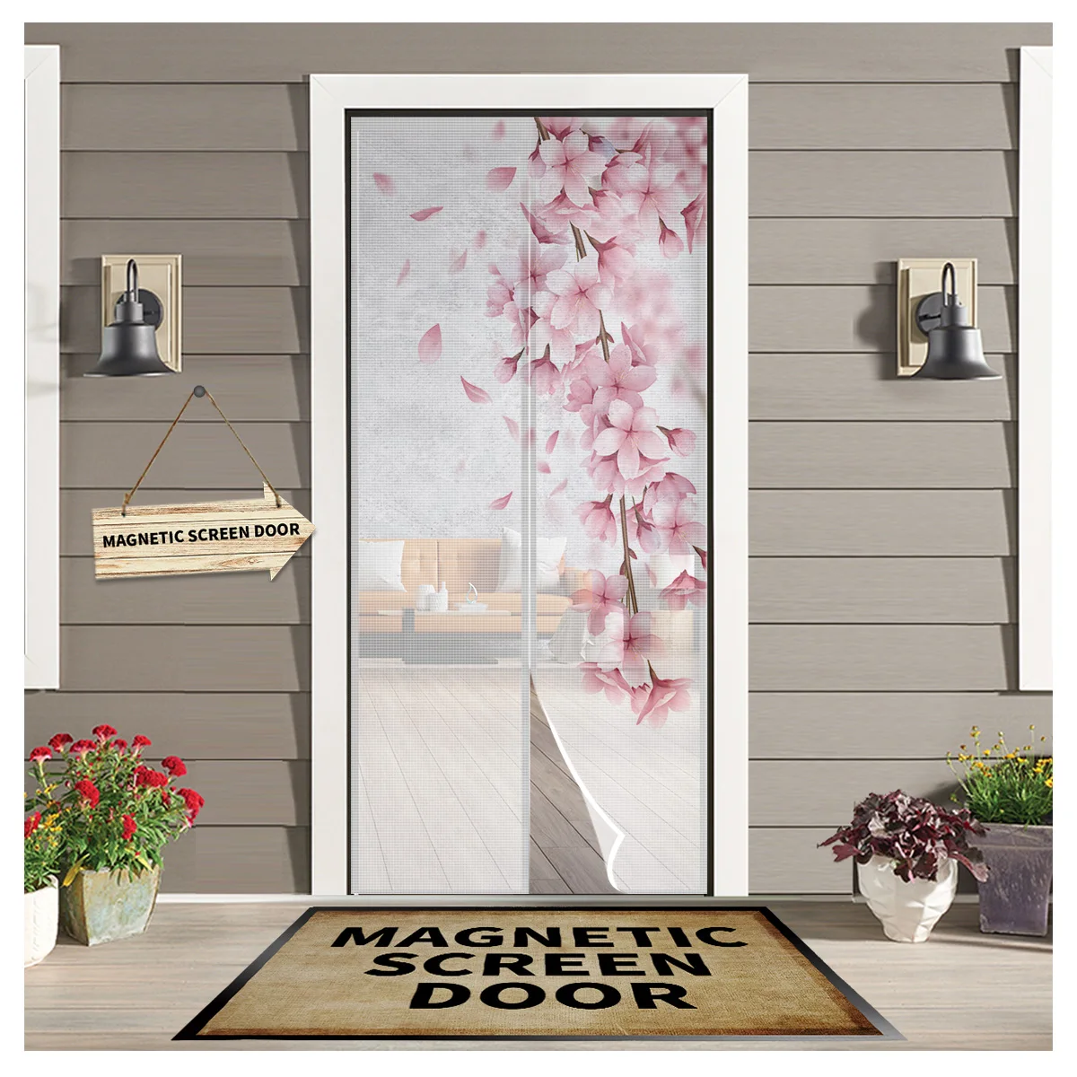 Pink Flower Cherry Blossoms White Curtain Anti Mosquito Insect Curtains Magnetic Net Mesh Door Screen Kitchen Curtain 
Pink Flower Cherry Blossoms White Curtain Anti Mosquito Insect Curtains Magnetic Net Mesh Door Screen Kitchen Curtain