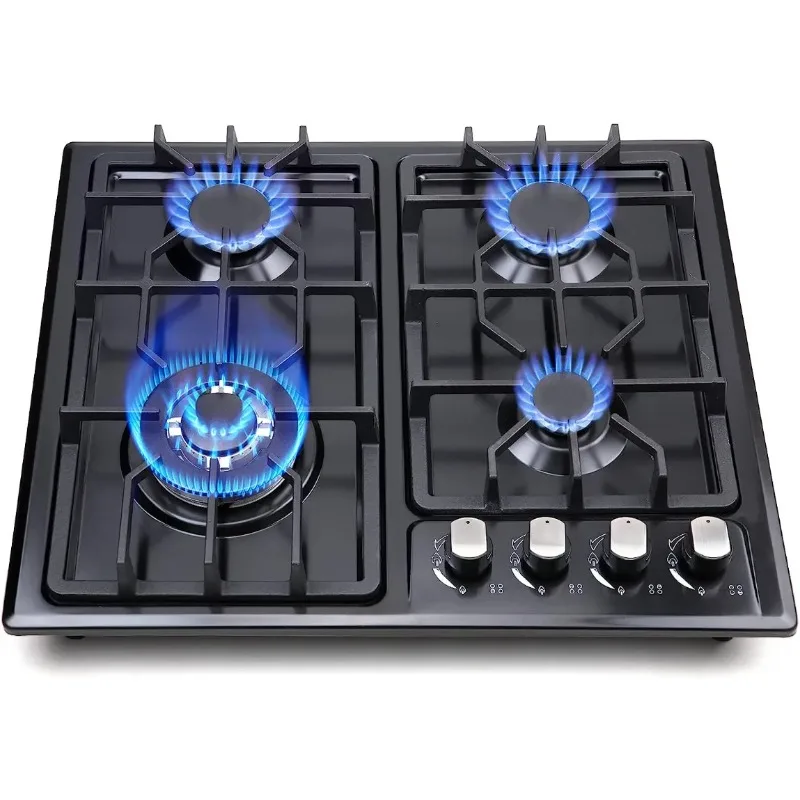 

Gas Cooktop 22Inch，Built in Gas Cooktop 4 Burners Stainless Steel Stove with NG/LPG Conversion Kit Thermocouple Protection