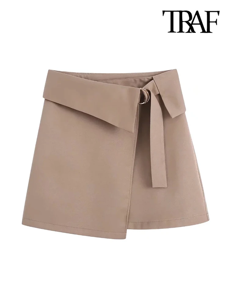 TRAF Women Fashion With Buckled Strap Wrap Mini Skirt Vintage High Waist Side Button Female Skirts Mujer
TRAF Women Fashion With Buckled Strap Wrap Mini Skirt Vintage High Waist Side Button Female Skirts Mujer