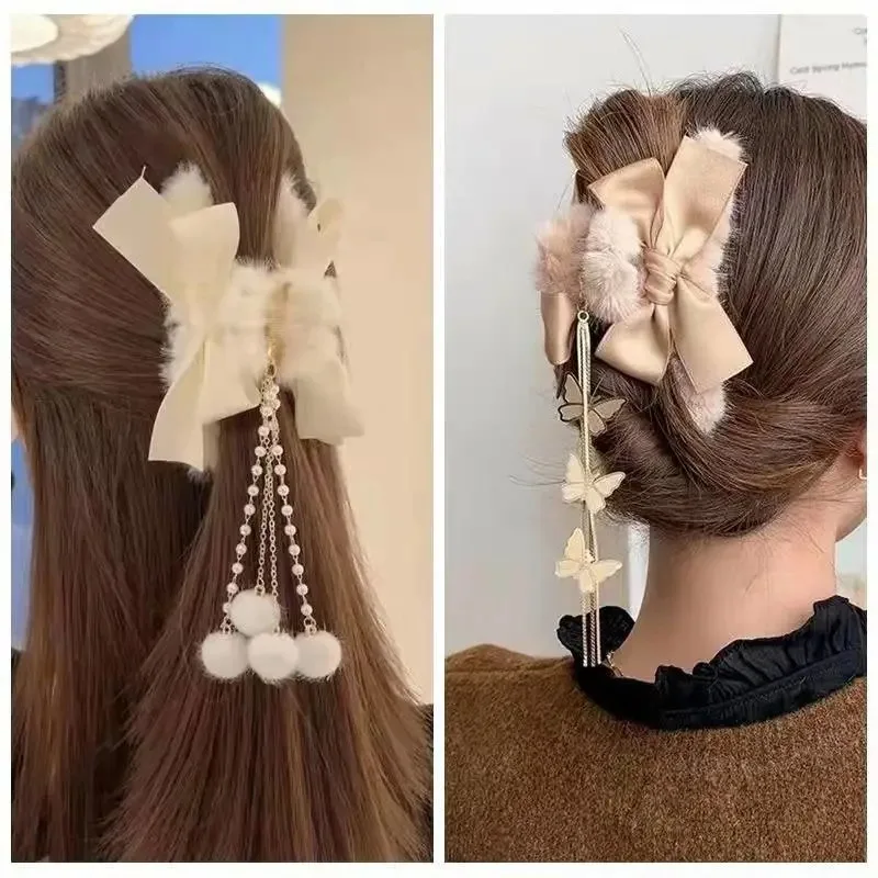 Pearls Tassel Women Hair Claws Elegant Bow Hair Jewelry Sweet Hair Plush Hairpin Fashion Hair Accessories Claw Crab Barrettes
Pearls Tassel Women Hair Claws Elegant Bow Hair Jewelry Sweet Hair Plush Hairpin Fashion Hair Accessories Claw Crab Barrettes