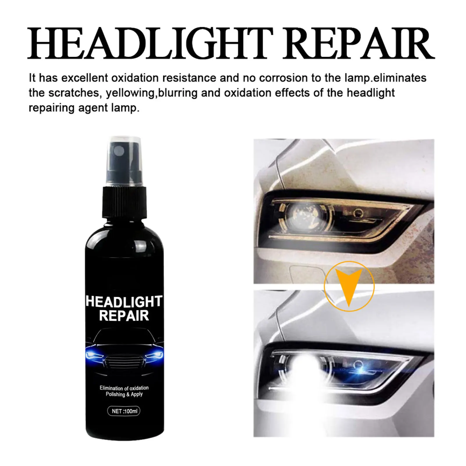 Car Headlight Coating Agent Repair Fluid Auto Headlight Scratch Repair Spray Taillight Headlight Lampshade Refurbishment 100ml
Car Headlight Coating Agent Repair Fluid Auto Headlight Scratch Repair Spray Taillight Headlight Lampshade Refurbishment 100ml