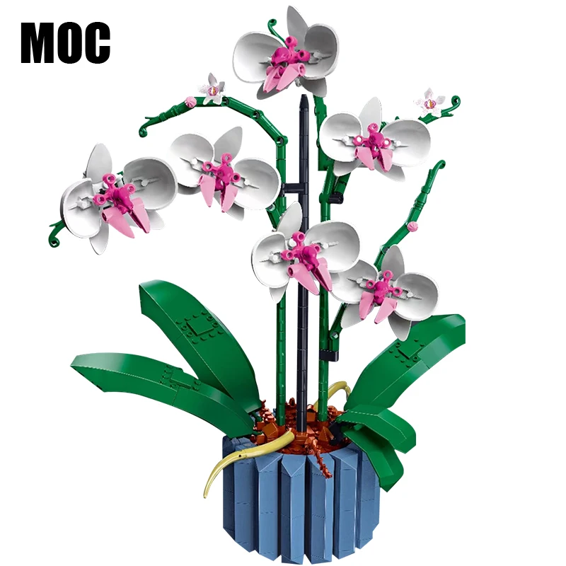 

Moc Bouquet Orchid Block Flower Succulents Potted Building Blocks FIT for 10311 Children Birthday Gifts Home Decoration Pandents