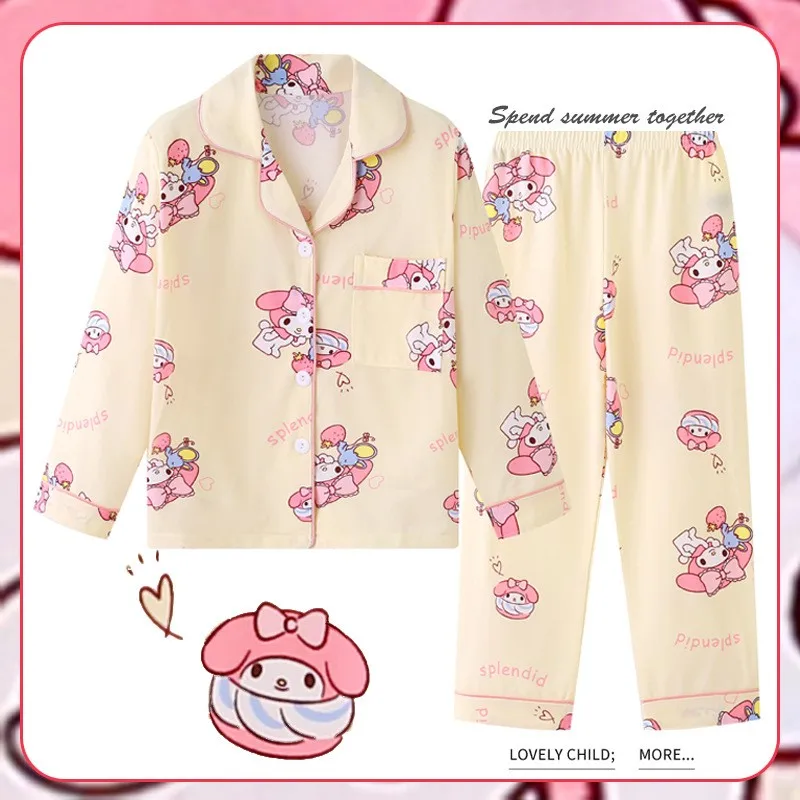 Kawaii Sanriod аниме My Melody Kuromi детские пижамы на весну и осень тонкий домашний комплект одежды с длинным рукавом для мальчиков и девочек
Kawaii Sanriod аниме My Melody Kuromi детские пижамы на весну и осень тонкий домашний комплект одежды с длинным рукавом для мальчиков и девочек