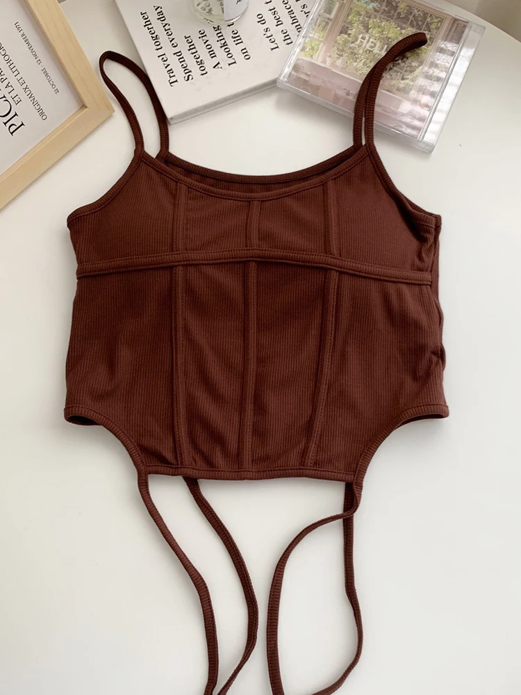 Women Summer Camis Irregular Drawcord Strap Vest with Design Inside, Small Number of People Wear A Bottomed Short Top D2617
Women Summer Camis Irregular Drawcord Strap Vest with Design Inside, Small Number of People Wear A Bottomed Short Top D2617