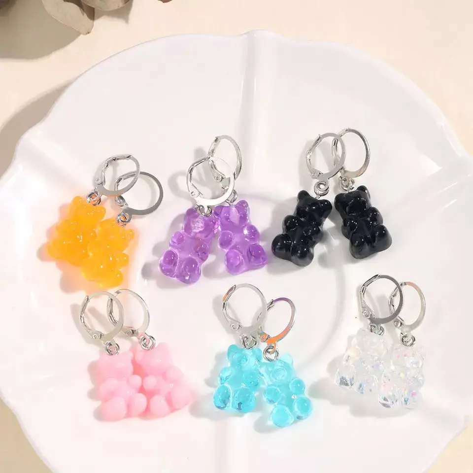 New Trendy Cute Candy Color Transparent Bear Dangle Earrings for Girls Women Fashion Colorful Resin Animal Drop Earrings Jewelry
New Trendy Cute Candy Color Transparent Bear Dangle Earrings for Girls Women Fashion Colorful Resin Animal Drop Earrings Jewelry