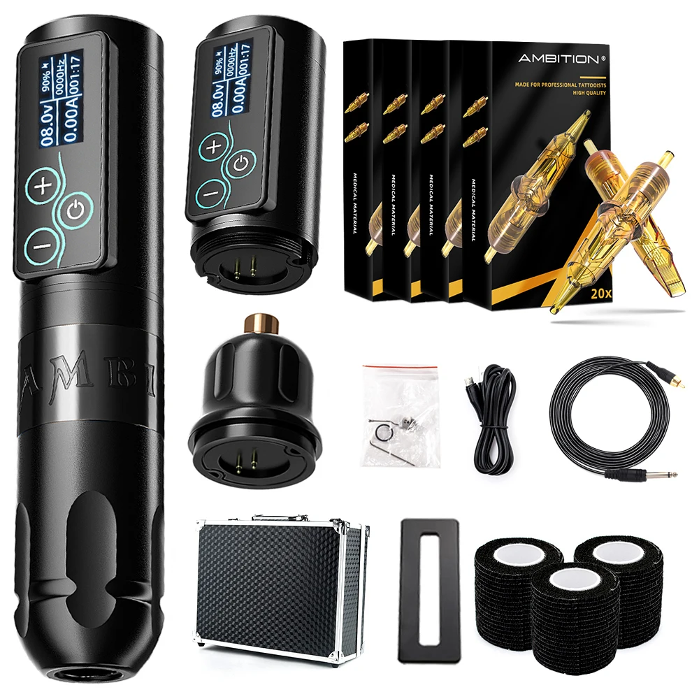 Ambition Vibe Kit Portable Wireless Tattoo Machine Pen Strong Coreless Motor 2400 mAh Lithium Battery for Tattoo Artist
Ambition Vibe Kit Portable Wireless Tattoo Machine Pen Strong Coreless Motor 2400 mAh Lithium Battery for Tattoo Artist