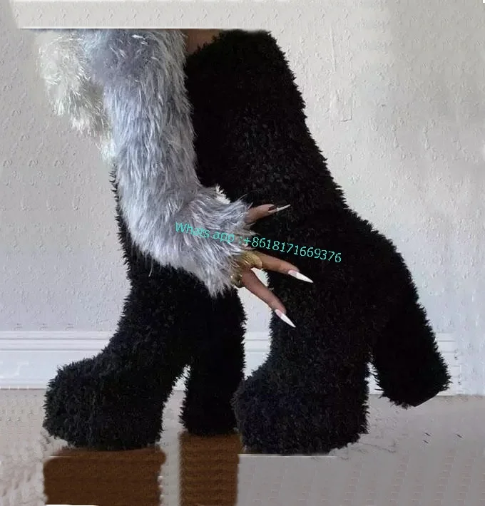 Brown Round Toe Knee High Fluffy Boots Sexy Luxury Women Block High Heel Warm Lamb Wool Boots Winter Ladies Gladiator Shoes
Brown Round Toe Knee High Fluffy Boots Sexy Luxury Women Block High Heel Warm Lamb Wool Boots Winter Ladies Gladiator Shoes