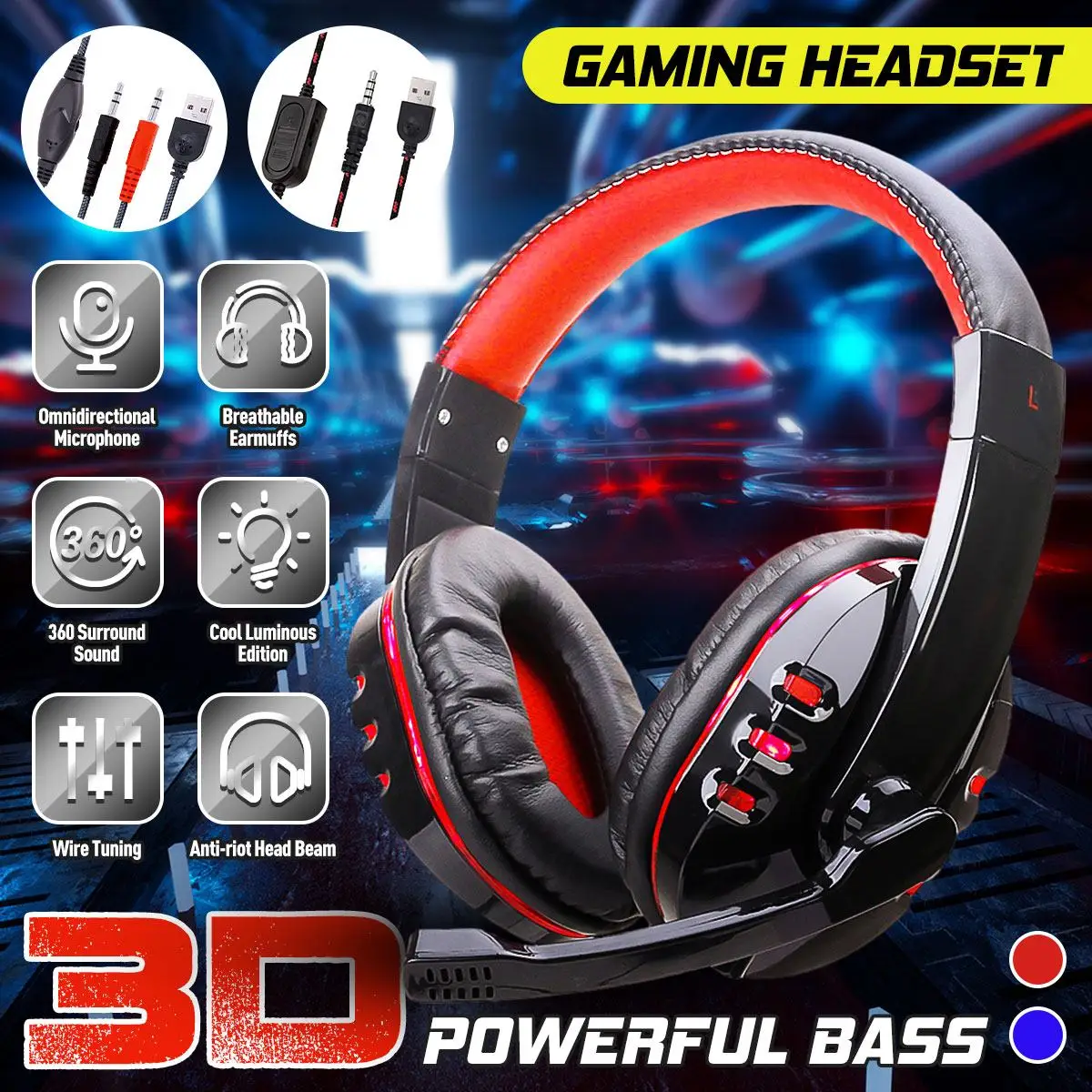 USB 3.5mm Wired Gaming Headset Stereo Surround RGB Light Game Headphones Gaming Headset Headphone with Mic for Laptop Computer
USB 3.5mm Wired Gaming Headset Stereo Surround RGB Light Game Headphones Gaming Headset Headphone with Mic for Laptop Computer