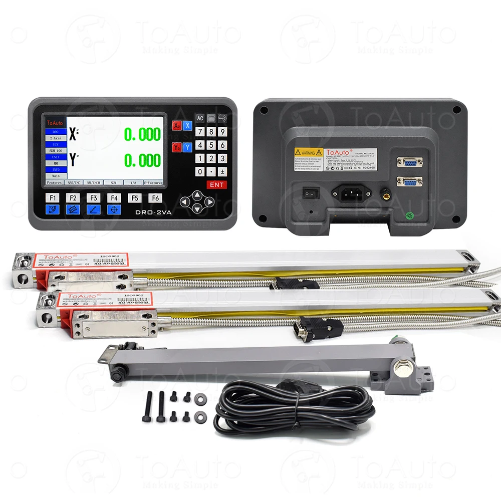 

ToAuto DRO 2 Axis LCD Display Digital Readout kit with 50-1000mm Linear Scales of 1/5um Resolution for Mill Lathe CNC Machine