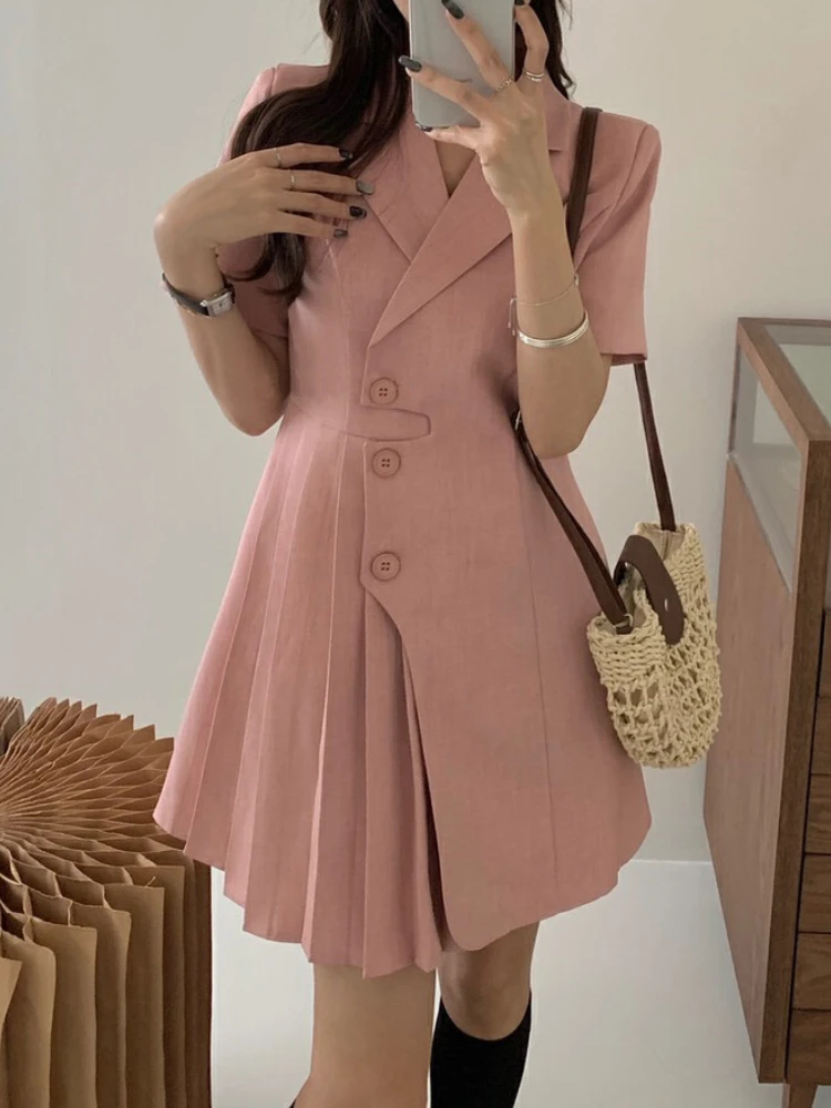 Summer Fashion Women Pleated Blazer Dress Vintage Chic Solid Party One Piece Robe Female Korean Elegant Casual Mujers Vestidos
Summer Fashion Women Pleated Blazer Dress Vintage Chic Solid Party One Piece Robe Female Korean Elegant Casual Mujers Vestidos