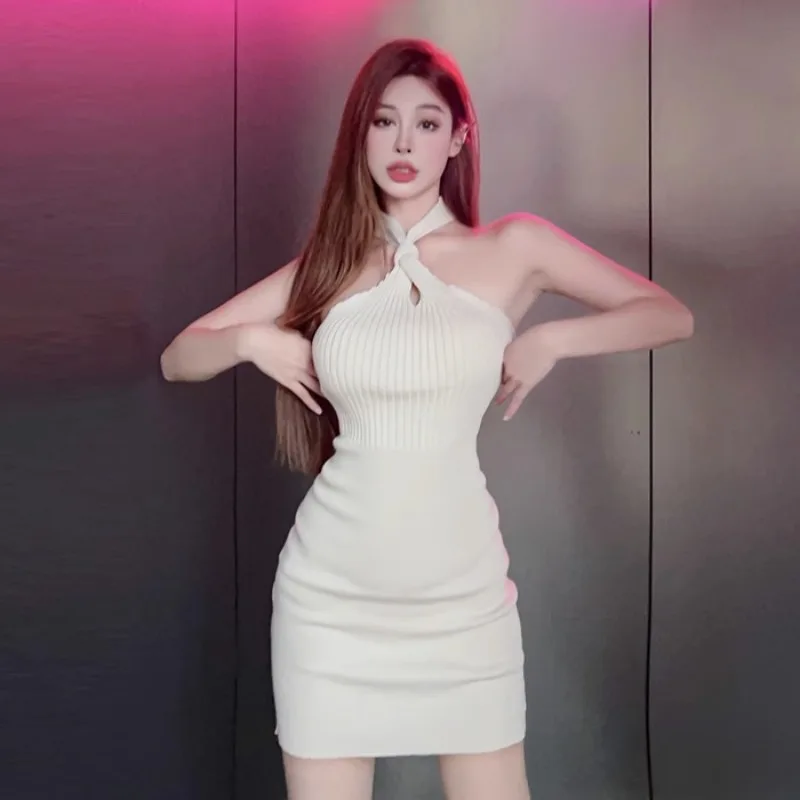 Women's Dress Knitted Neck-mounted Off Shoulder Sleeveless Above Knee Dresses Shirring Spaghetti Strap Vestidos Bodycon Dropship
Women's Dress Knitted Neck-mounted Off Shoulder Sleeveless Above Knee Dresses Shirring Spaghetti Strap Vestidos Bodycon Dropship