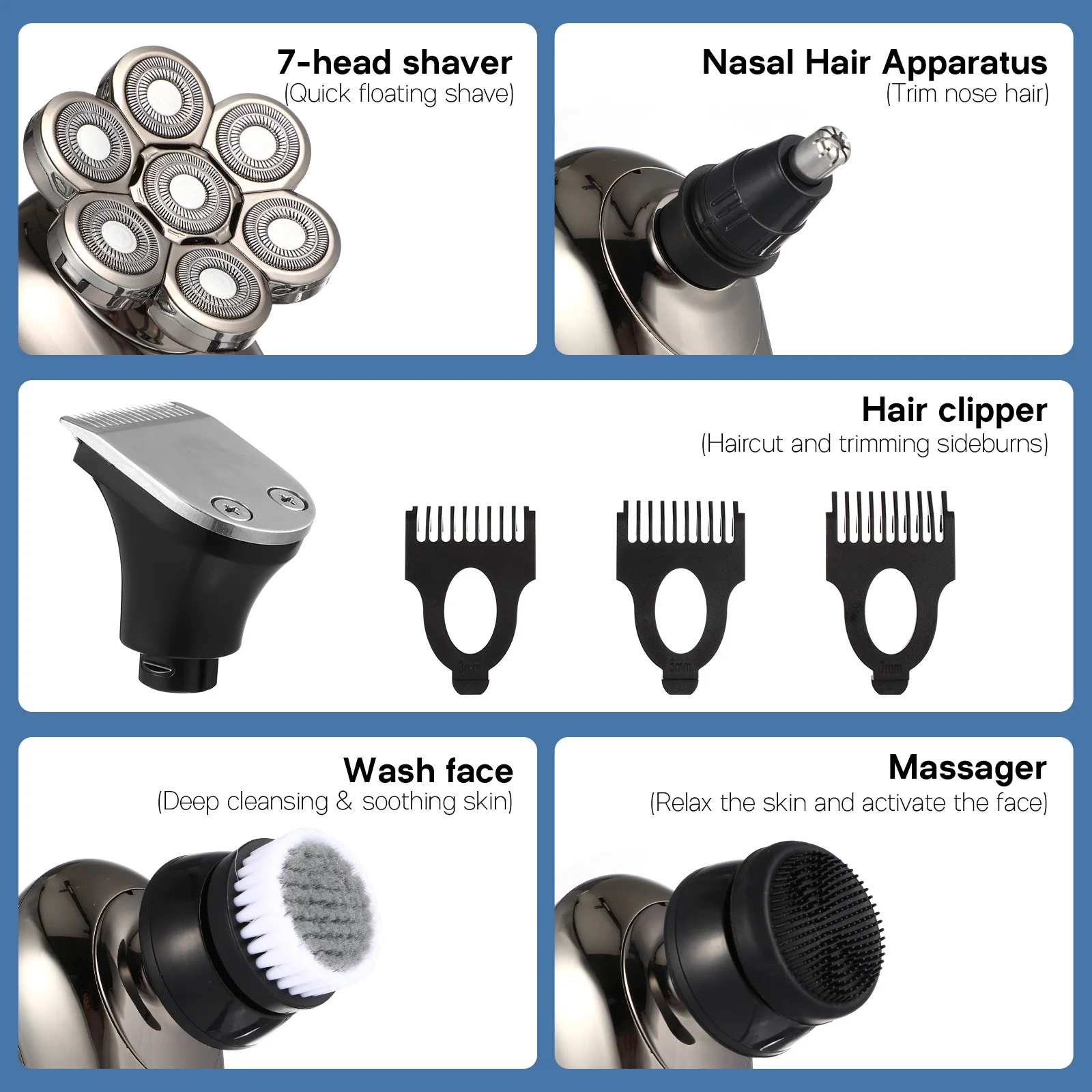 Electric Shaver Bald Beard Remover Hair Clipper Nose Hair Trimmer Shaving Beard Machine
Electric Shaver Bald Beard Remover Hair Clipper Nose Hair Trimmer Shaving Beard Machine