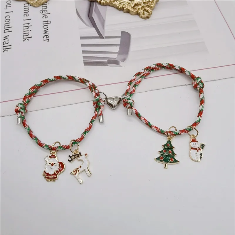Fashion Santa Claus Snowman Tree Elk Christmas Bracelets New Year Jewelry Gift Love Heart Magnetic Attract Friendship Bracelet
Fashion Santa Claus Snowman Tree Elk Christmas Bracelets New Year Jewelry Gift Love Heart Magnetic Attract Friendship Bracelet