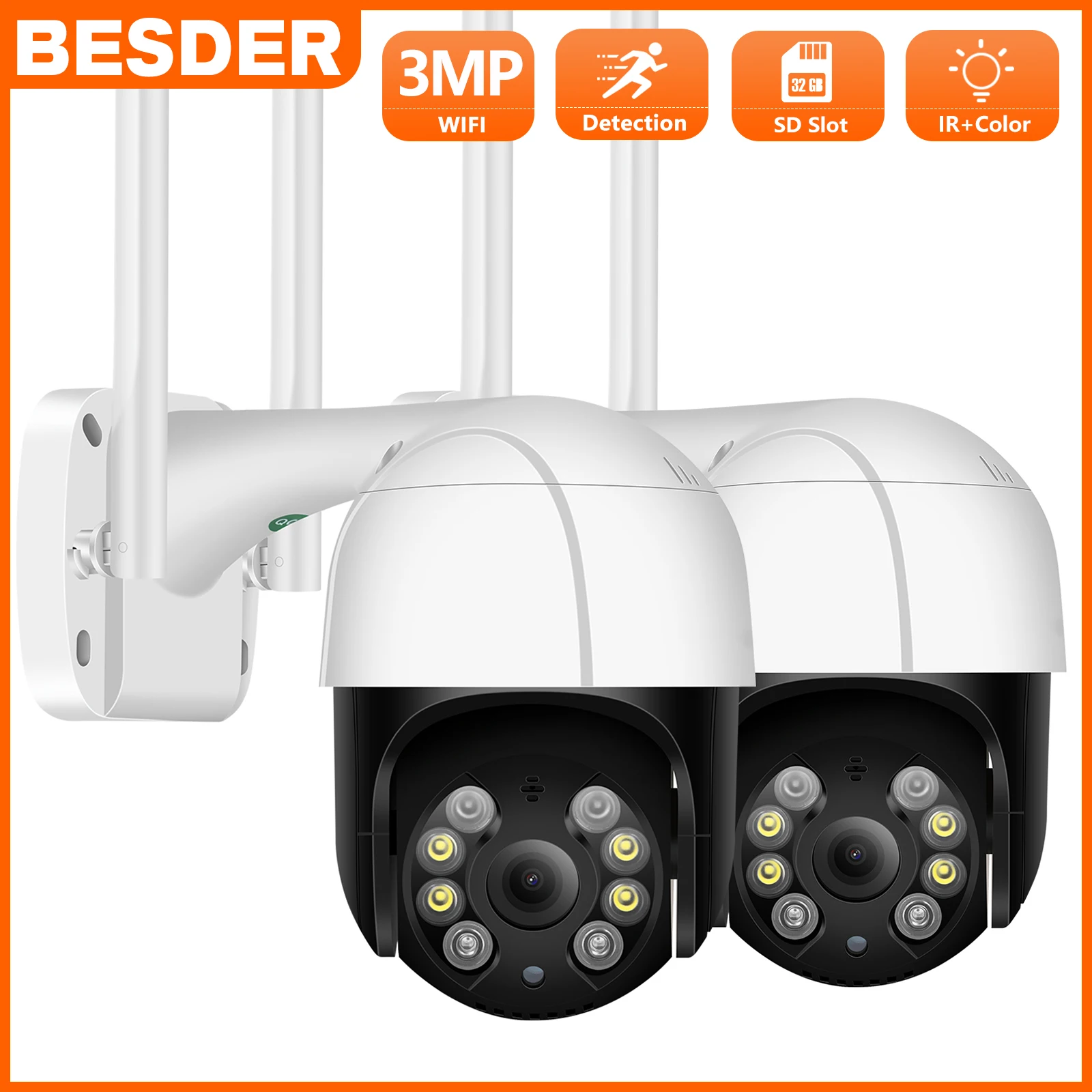 BESDER 1080P PTZ WiFi Camera Outdoor Waterproof Security IP Camera Alarm Push RJ45 3MP Motion Detection Mini Video Surveillance
BESDER 1080P PTZ WiFi Camera Outdoor Waterproof Security IP Camera Alarm Push RJ45 3MP Motion Detection Mini Video Surveillance