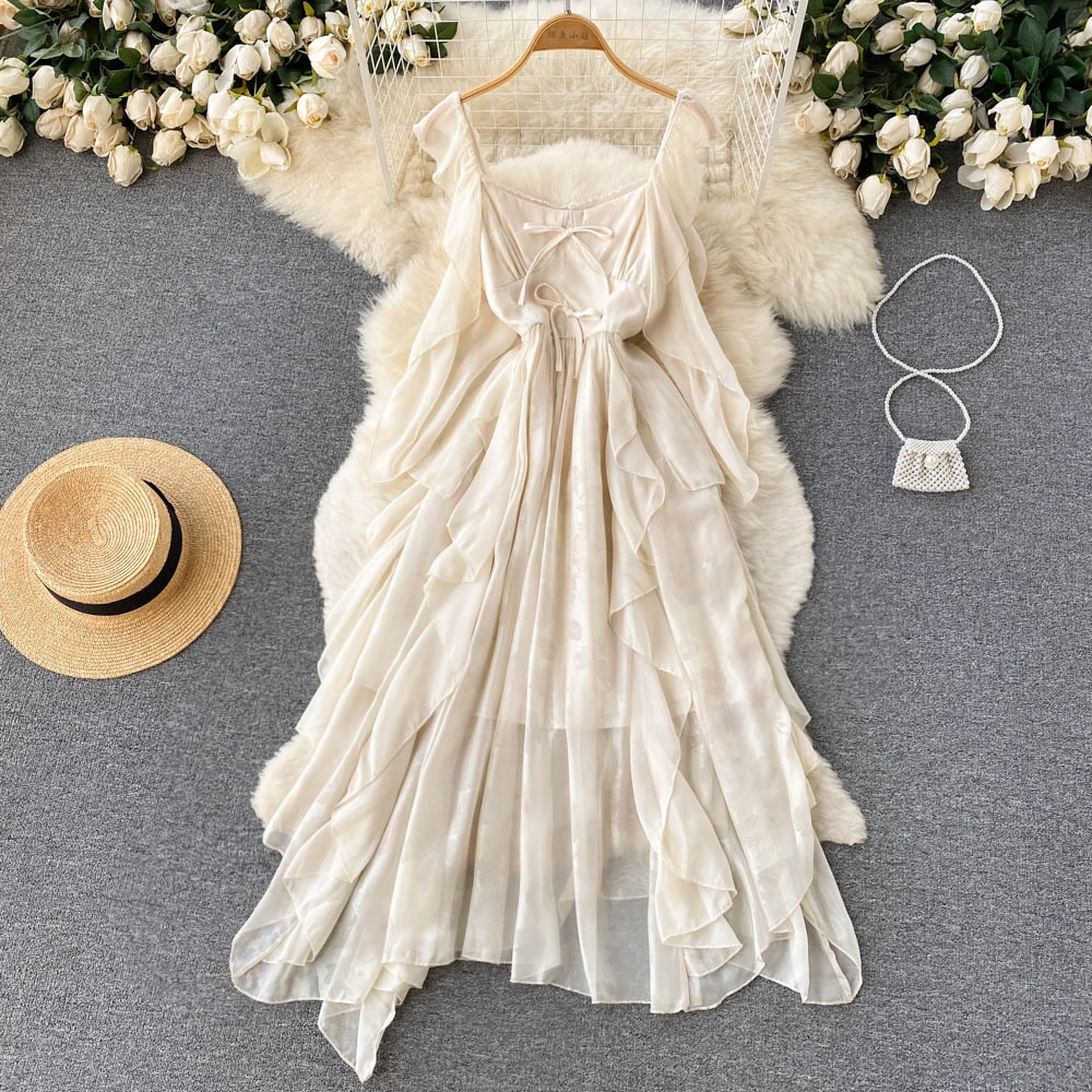 SuperAen 2022 Summer Beach Wind Square Collar Solid Waist Irregular Big Swing Mid Calf Dress for Women
SuperAen 2022 Summer Beach Wind Square Collar Solid Waist Irregular Big Swing Mid Calf Dress for Women