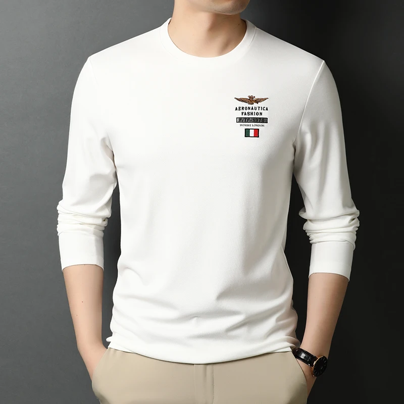 Korean Soft Top Grade Fashion Slim Fit New Classic O Neck Long Sleeve Spring Autumn Casual Embroidery Tops Mens Polo Shirts
Korean Soft Top Grade Fashion Slim Fit New Classic O Neck Long Sleeve Spring Autumn Casual Embroidery Tops Mens Polo Shirts