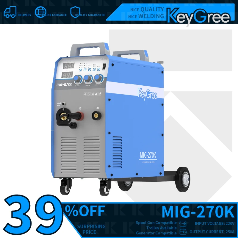 KeyGree MIG 270 15kg Wire Built MIG Welding Machine In Wide Voltage Smart MIG welder
KeyGree MIG 270 15kg Wire Built MIG Welding Machine In Wide Voltage Smart MIG welder