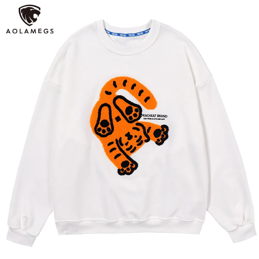 Aolamegs Cute Tiger Furry Patch Sweatshirts Men O-Neck Loose Cozy Pullover Harajuku Hip Hop High Street Hoodie Couple Streetwear
Aolamegs Cute Tiger Furry Patch Sweatshirts Men O-Neck Loose Cozy Pullover Harajuku Hip Hop High Street Hoodie Couple Streetwear