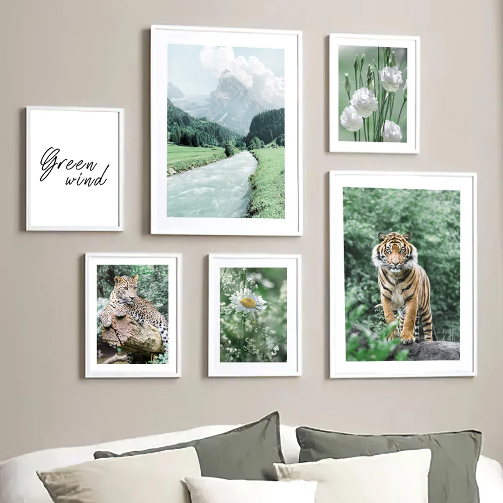 River Daisy White Flower Forest Tiger Green Landscape Wall Art Canvas Painting Posters And Prints Pictures For Living Room Decor
River Daisy White Flower Forest Tiger Green Landscape Wall Art Canvas Painting Posters And Prints Pictures For Living Room Decor