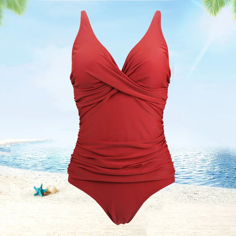 Ladies New Fashion Sexy V Neck Twist Ruched Swimsuit One Piece Belly Triangle One Piece Swimsuit
Ladies New Fashion Sexy V Neck Twist Ruched Swimsuit One Piece Belly Triangle One Piece Swimsuit