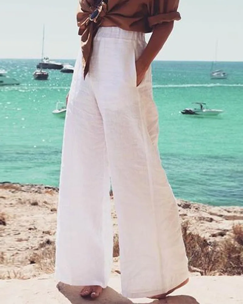 Women Trousers Casual Cotton And Linen Fashion Pocket White Loose Waist Temperament Spring And Summer Trousers Daily Life
Women Trousers Casual Cotton And Linen Fashion Pocket White Loose Waist Temperament Spring And Summer Trousers Daily Life