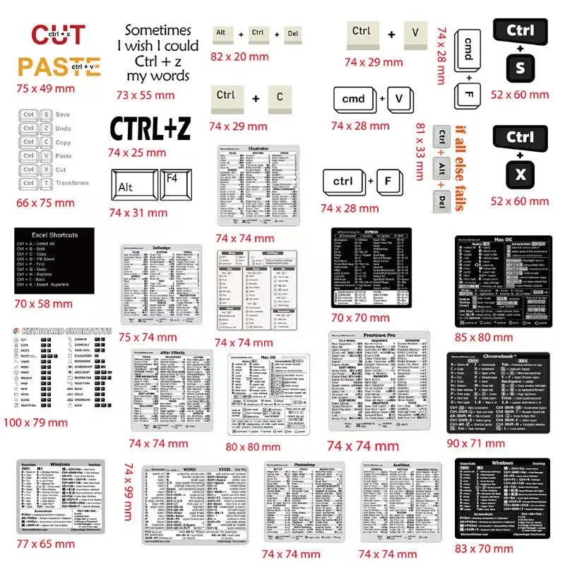 10/33PCS Shortcut Key Stickers Laptop Quick Reference Keyboard Guide Luggage Skateboard Graffiti Decals Sticker For Photoshop
10/33PCS Shortcut Key Stickers Laptop Quick Reference Keyboard Guide Luggage Skateboard Graffiti Decals Sticker For Photoshop