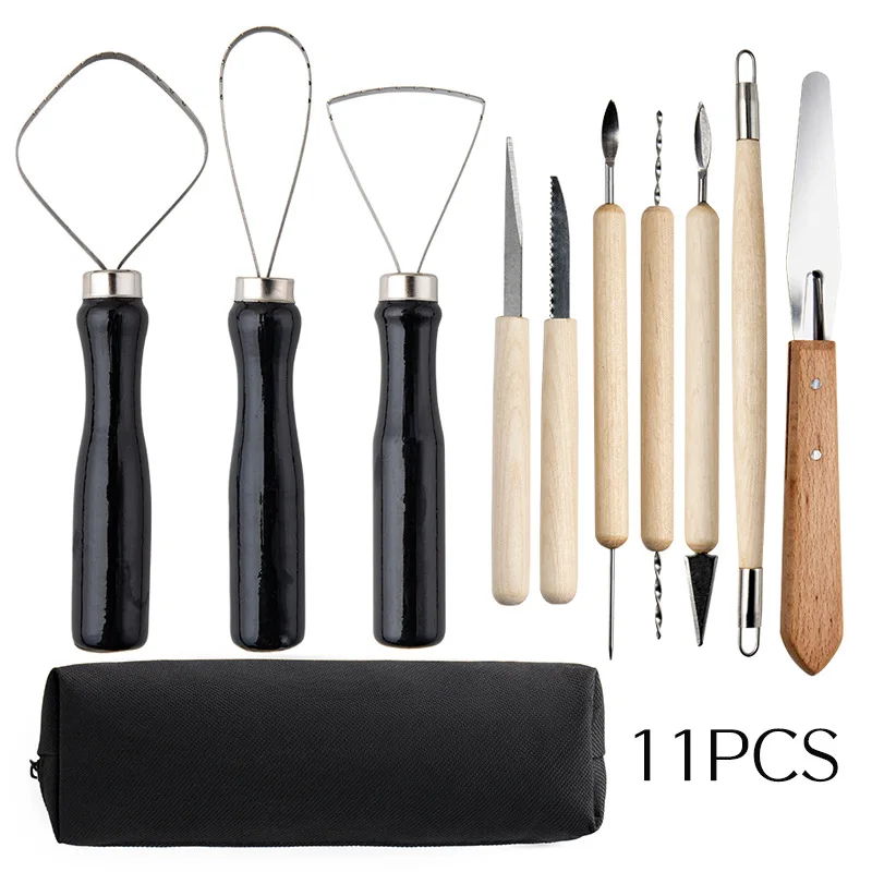 Pottery Tools Set of 11 DIY Clay Sculpture Carving Tools Black Handle Big Head Knife Repair Blank Clay Sculpture Detail Needle
Pottery Tools Set of 11 DIY Clay Sculpture Carving Tools Black Handle Big Head Knife Repair Blank Clay Sculpture Detail Needle