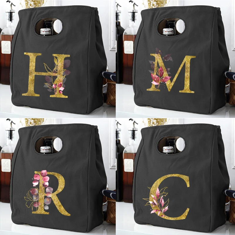 Gold Alphabet Print Unisex Portable Ladies Lunch Bag Insulation Canvas Tote Bag Bag Container Food Storage Cooler Bag
Gold Alphabet Print Unisex Portable Ladies Lunch Bag Insulation Canvas Tote Bag Bag Container Food Storage Cooler Bag