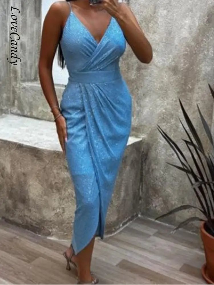 Sexy V-neck Slim Suspender Dress Women Fashion High Waisted Solid Sequins Dresses 2023 Elegant Vacation Party Club Evening Robes
Sexy V-neck Slim Suspender Dress Women Fashion High Waisted Solid Sequins Dresses 2023 Elegant Vacation Party Club Evening Robes