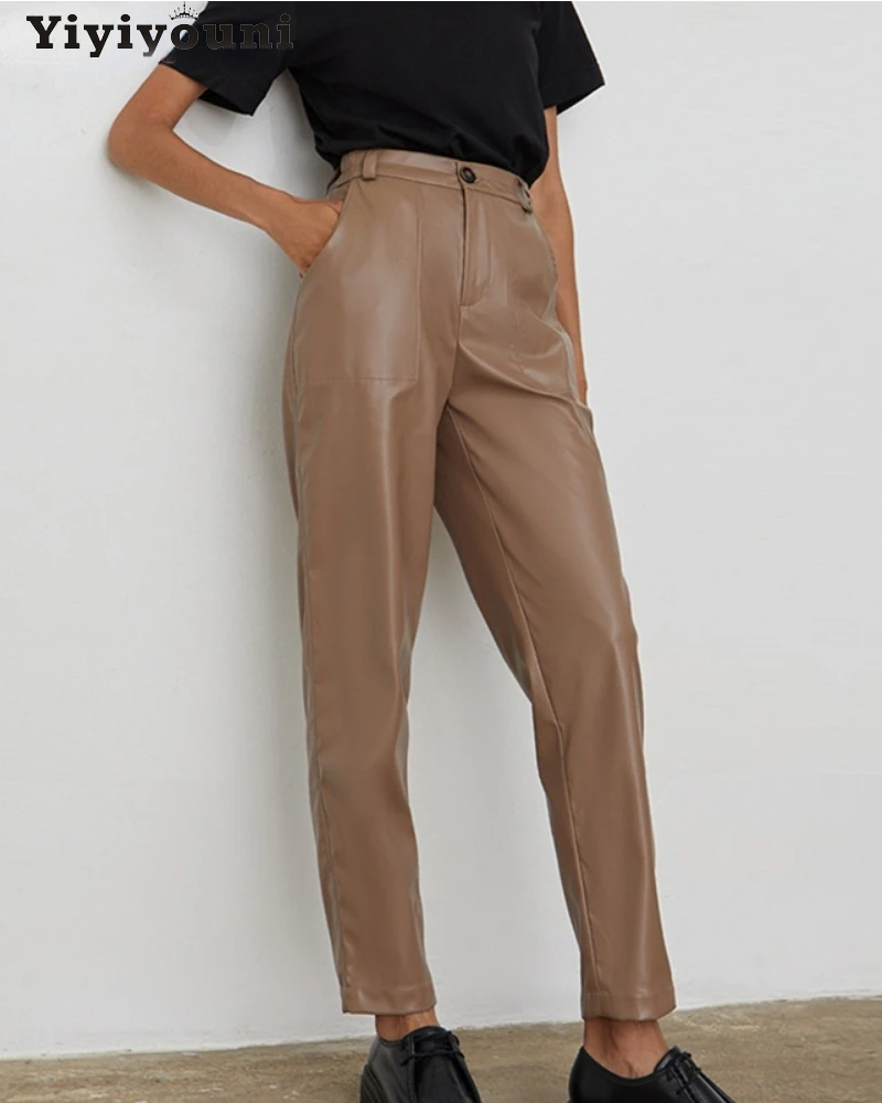 Yiyiyouni Autumn Winter High Waist Fleece PU Leather Pants Women Casual Faux Leather Trouser Women Pockets Straight Pants Female
Yiyiyouni Autumn Winter High Waist Fleece PU Leather Pants Women Casual Faux Leather Trouser Women Pockets Straight Pants Female