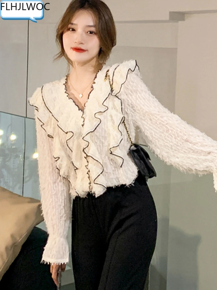 2022 New Korea Design Shirts Blouses Women Fashion Long Sleeve Elegant Office Lady Work Solid White Ruffles Chic Tops 3003
2022 New Korea Design Shirts Blouses Women Fashion Long Sleeve Elegant Office Lady Work Solid White Ruffles Chic Tops 3003
