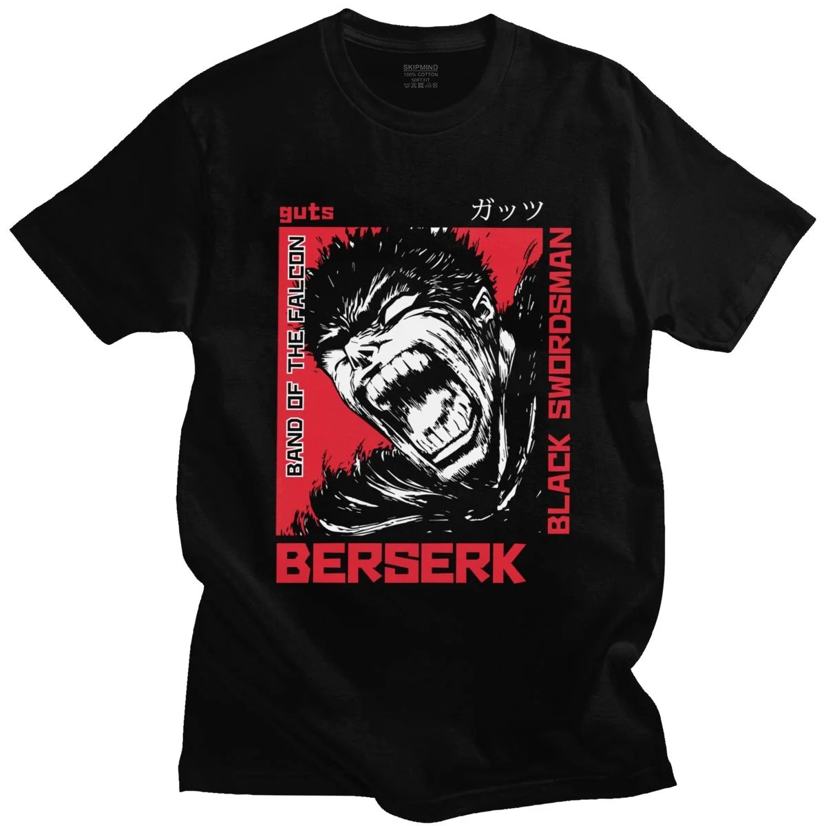 

Furious Gattsu Berserk T Shirts Men Pre-shrunk Cotton Byronic Hero Guts Tee Short Sleeve Summer T-shirt Anime Manga Tops Gift