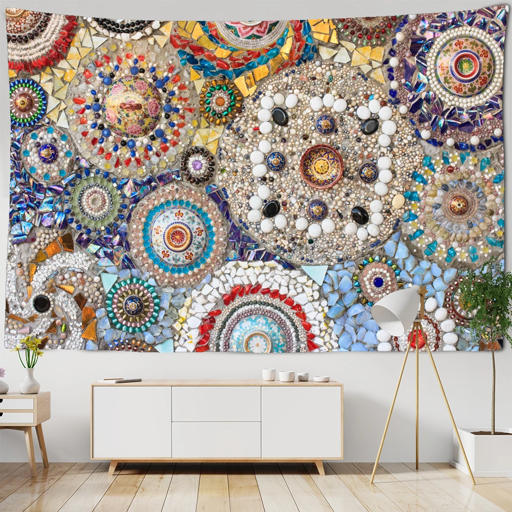 

Indian Wall Hanging Tissu Boheme Mandala Tapestry 3D Jade Home Decor Living Room Background Wall Carpet Cloth Hippie Blanket